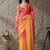 Multi plain satin designer saree with blouse piece
