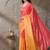 Multi plain satin designer saree with blouse piece