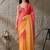 Multi plain satin designer saree with blouse piece