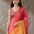 Multi plain satin designer saree with blouse piece