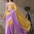 Multi plain satin designer saree with blouse piece