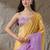 Multi plain satin designer saree with blouse piece