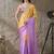 Multi plain satin designer saree with blouse piece