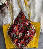 Women's yellow navratri blouse | kutchi embroidered noodles strap choli | hand mirror work cotton blouse