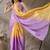 Multi plain satin designer saree with blouse piece