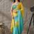 Multi plain satin designer saree with blouse piece