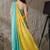 Multi plain satin designer saree with blouse piece