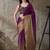 Purple plain satin designer saree with blouse piece