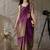 Purple plain satin designer saree with blouse piece