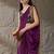 Purple plain satin designer saree with blouse piece
