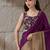 Purple plain satin designer saree with blouse piece