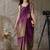 Purple plain satin designer saree with blouse piece