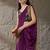 Purple plain satin designer saree with blouse piece