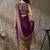 Purple plain satin designer saree with blouse piece