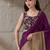 Purple plain satin designer saree with blouse piece