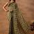 Green printed crepe casual saree with blouse piece