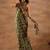 Green printed crepe casual saree with blouse piece