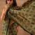Green printed crepe casual saree with blouse piece