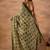 Green printed crepe casual saree with blouse piece