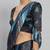 Blue printed satin fashion saree with blouse piece