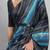 Blue printed satin fashion saree with blouse piece