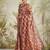Brown printed blended cotton designer saree with blouse piece