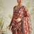 Brown printed blended cotton designer saree with blouse piece