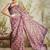 Purple printed blended cotton designer saree with blouse piece
