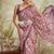 Purple printed blended cotton designer saree with blouse piece