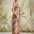 Brown printed blended cotton designer saree with blouse piece