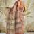 Brown printed blended cotton designer saree with blouse piece