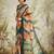 Orange printed blended cotton designer saree with blouse piece