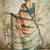 Orange printed blended cotton designer saree with blouse piece