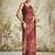 Brown printed blended cotton designer saree with blouse piece