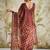 Brown printed blended cotton designer saree with blouse piece