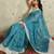 Blue printed blended cotton designer saree with blouse piece