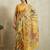 Yellow printed blended cotton designer saree with blouse piece