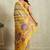 Yellow printed blended cotton designer saree with blouse piece