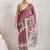 Maroon printed blended cotton designer saree with blouse piece