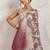 Maroon printed blended cotton designer saree with blouse piece