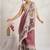 Maroon printed blended cotton designer saree with blouse piece