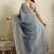 Grey printed blended cotton designer saree with blouse piece