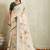 Off white printed blended cotton designer saree with blouse piece