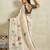 Off white printed blended cotton designer saree with blouse piece
