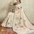 Off white printed blended cotton designer saree with blouse piece