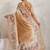 Tan printed blended cotton designer saree with blouse piece