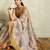 Cream printed blended cotton designer saree with blouse piece