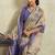 Cream printed blended cotton designer saree with blouse piece