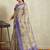 Cream printed blended cotton designer saree with blouse piece