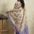 Cream printed blended cotton designer saree with blouse piece